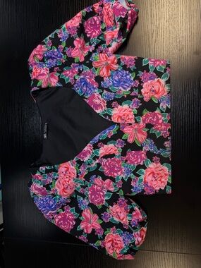 Zara Black Knit Top with Subtle Pink Trim